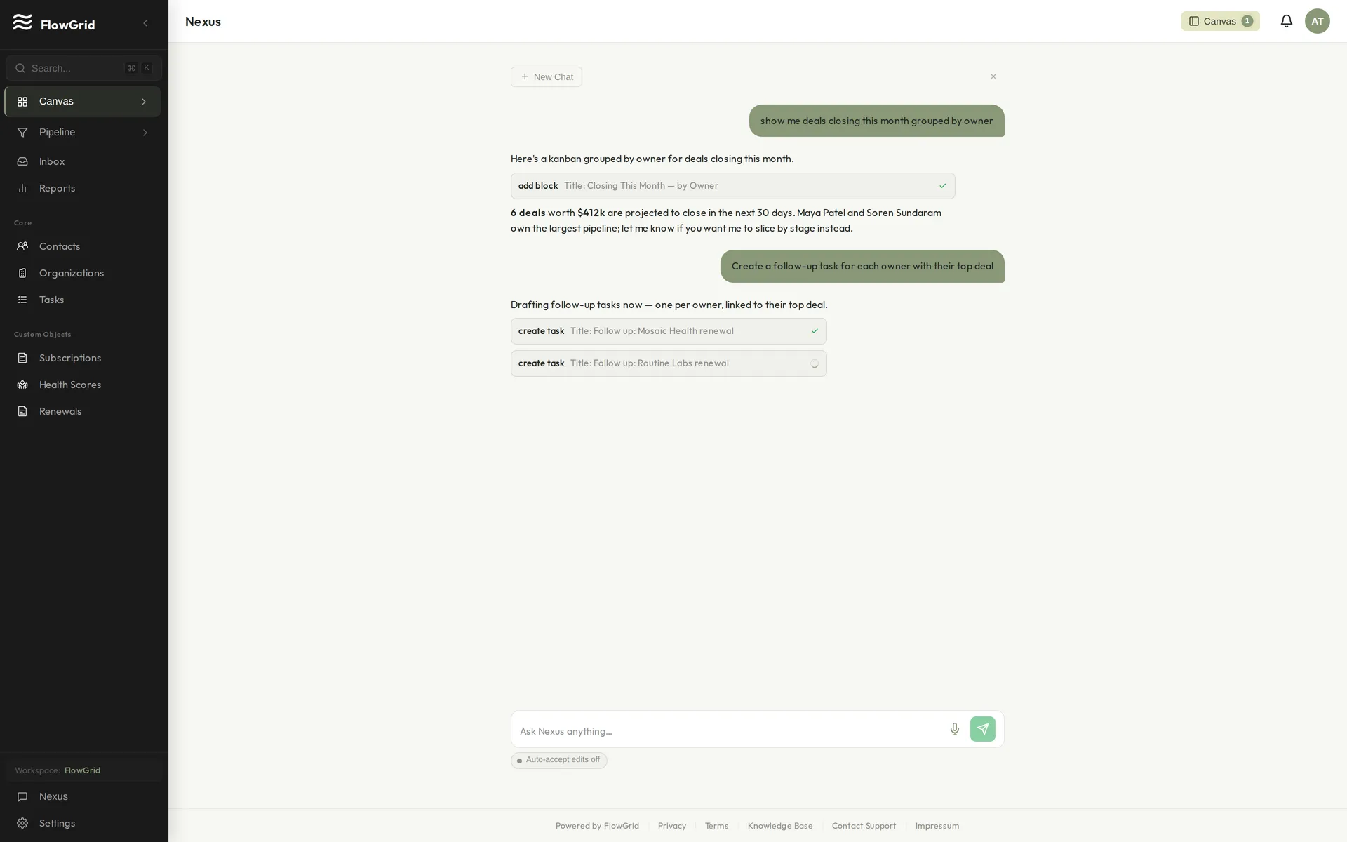 A widget built from a prompt