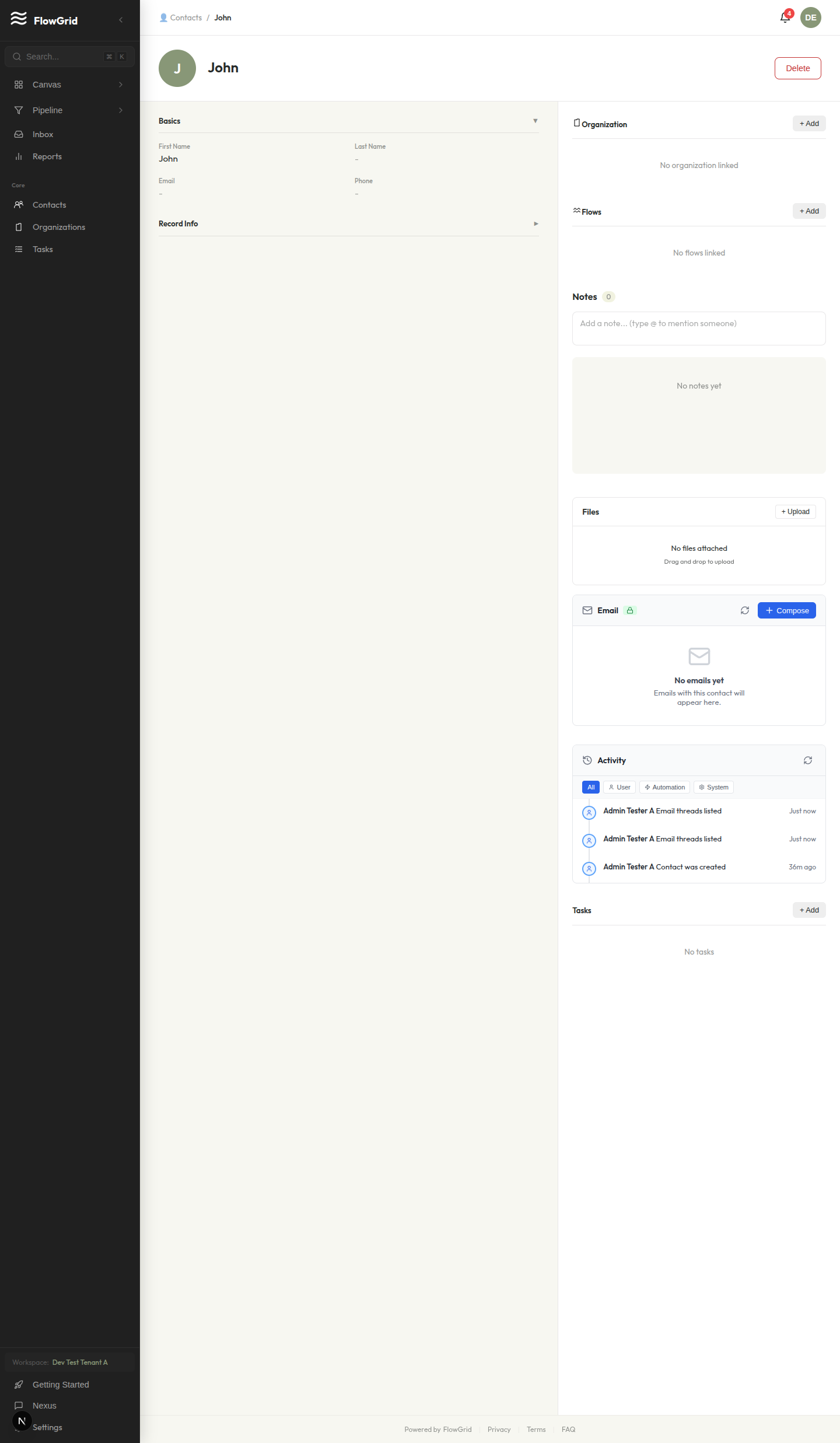 Contact Activity Panel