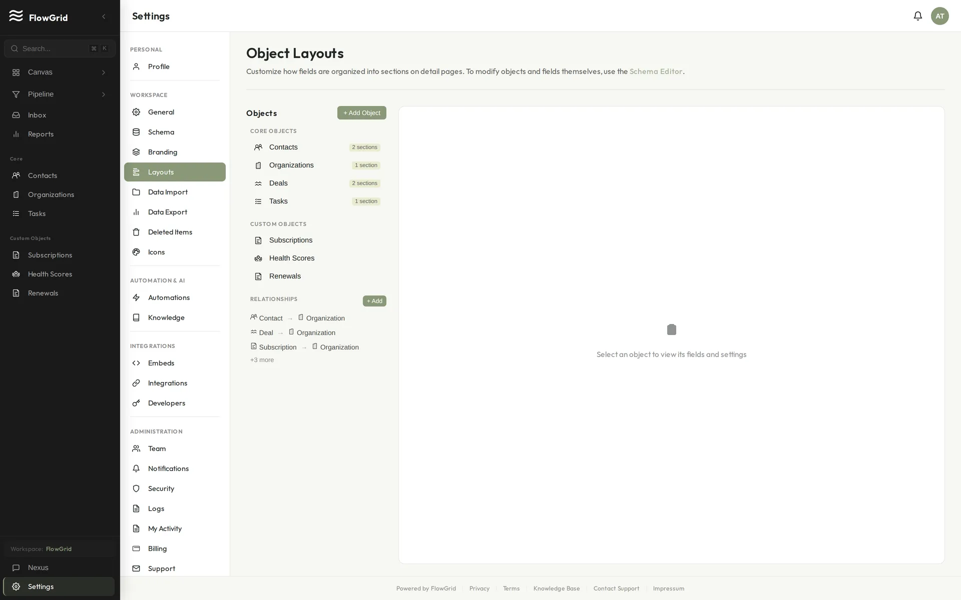 The layouts editor