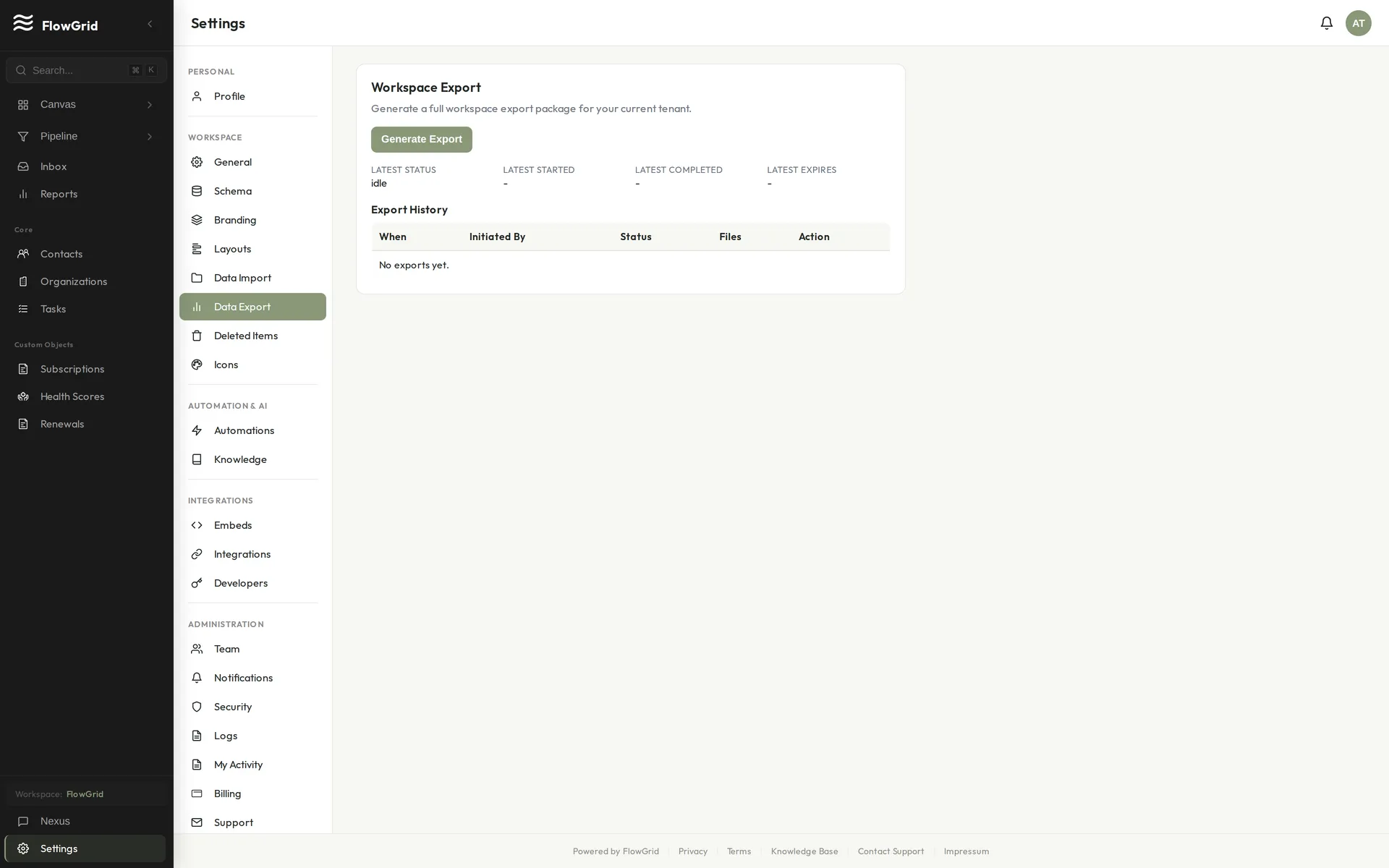 Exporting your data